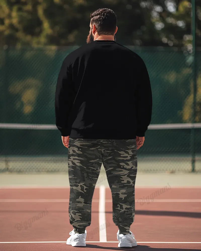 Big & Tall Camouflage Hoodie Sweatpants Set for big men view 2