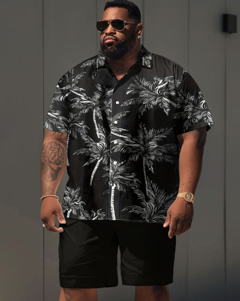 Big & Tall Hawaiian Graphic T-Shirt Shorts Set for big men view 1