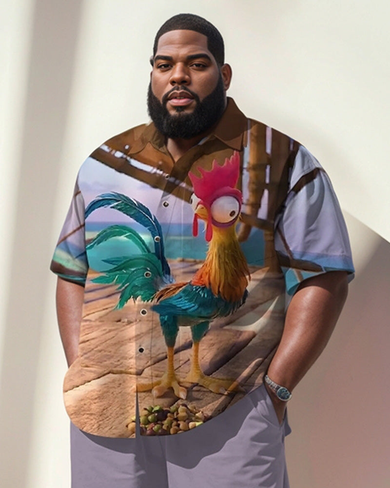 Big & Tall Purple Graphic T-Shirt Shorts Set for big men view 2