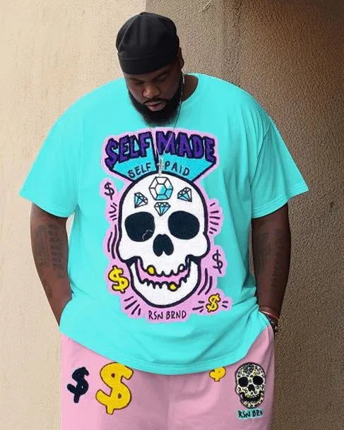 Big & Tall Graffiti Skull T-Shirt Pants Set for big men view 2