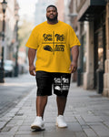 Big & Tall Yellow Graphic T-Shirt Shorts Set for big men view 1