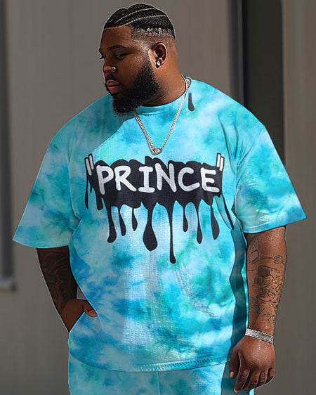 Big & Tall Graphic Streetwear Two-piece Set for big men view 2