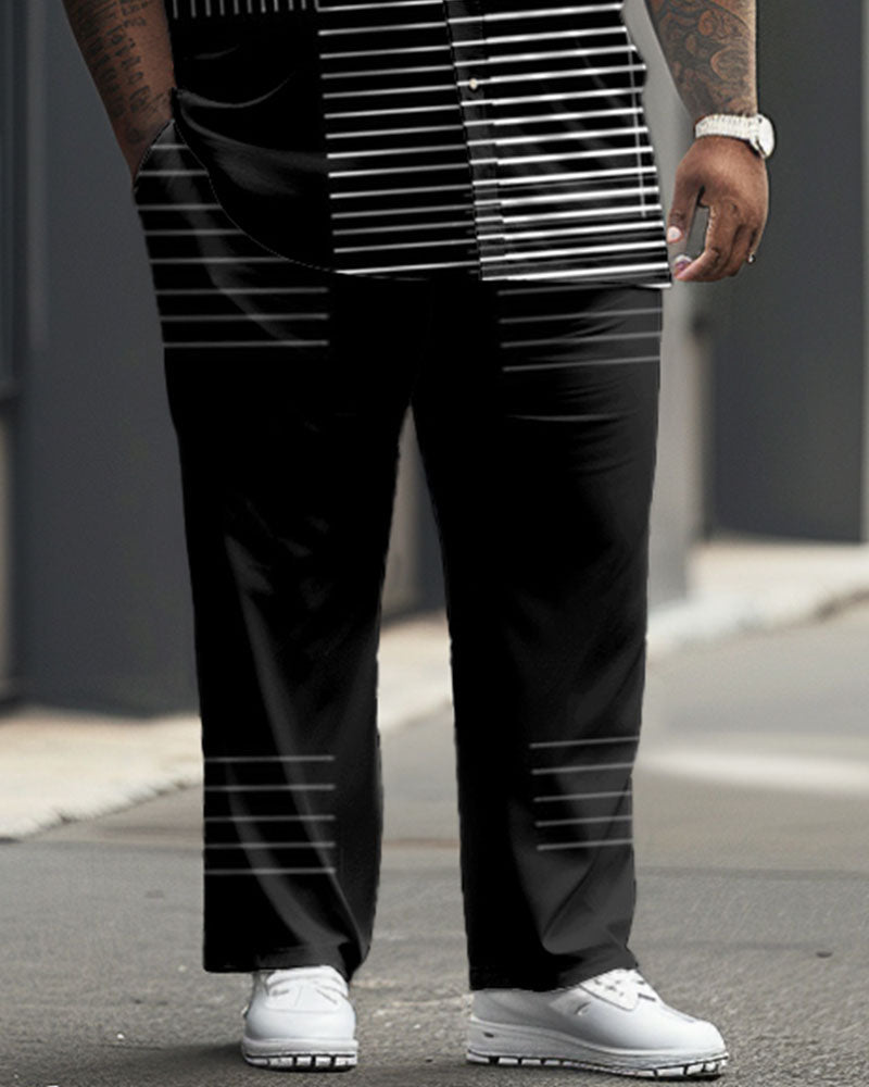 Big & Tall Geometric Striped Graphic Jeans for big men view 3