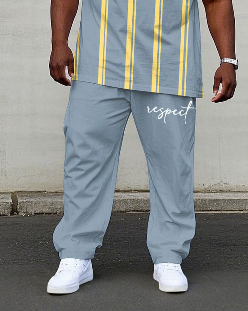 Big & Tall Striped T-Shirt Pants Set for big men view 3