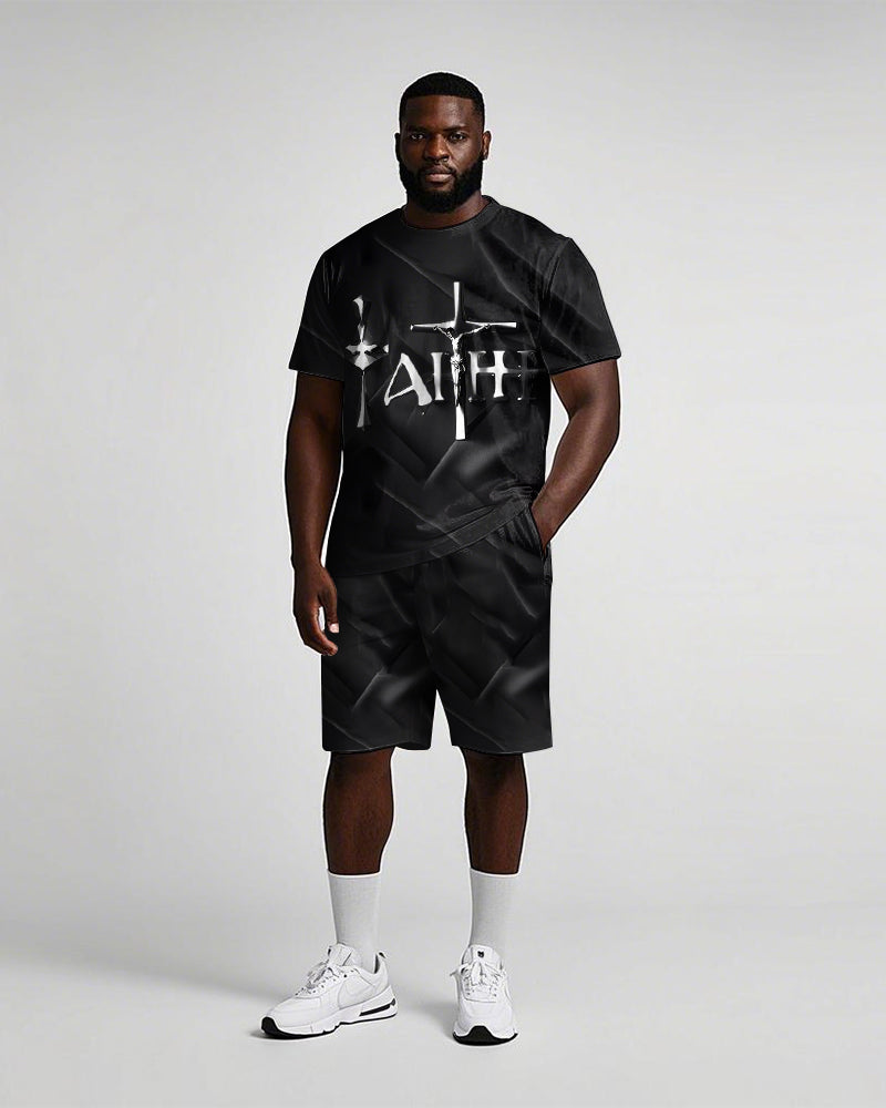 Big & Tall Gradient T-Shirt Shorts Set for big men view 1