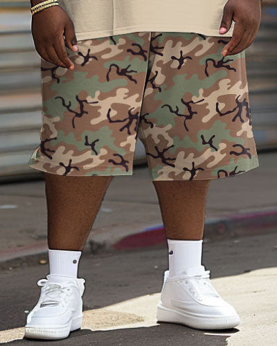 Big & Tall Graphic Camouflage T-Shirt Shorts Set for big men view 4