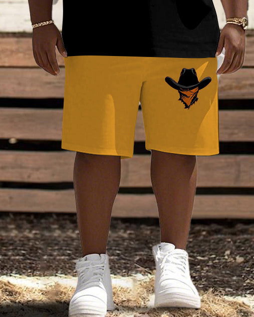 Big & Tall Western T-Shirt Shorts Set for big men view 3