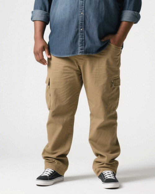 Big & Tall Khaki T-Shirt Pants Set for big men view 2