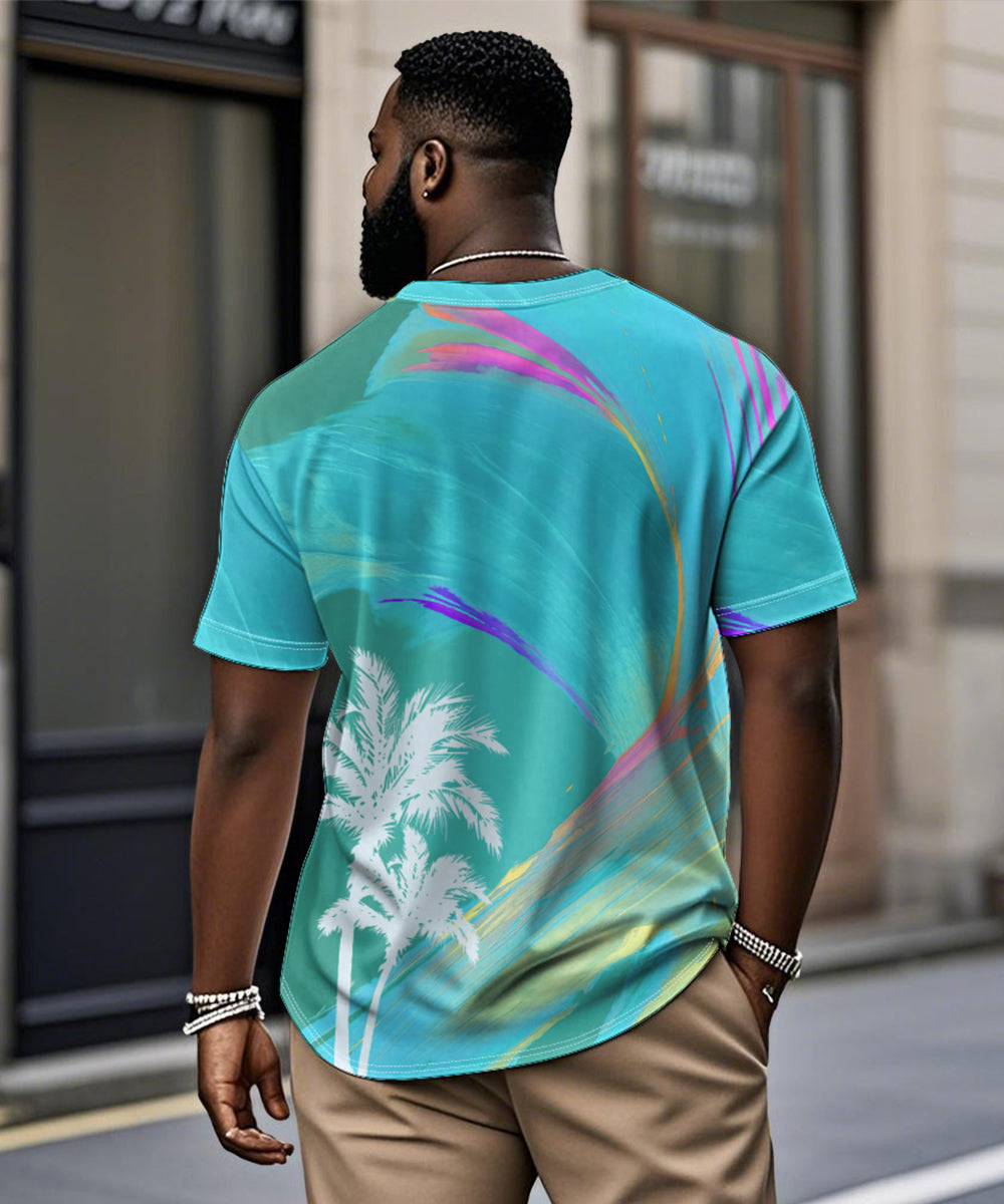 Big & Tall Blue Hawaiian Gradient T-Shirt for big men view 2