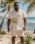Big & Tall Hawaiian Graphic T-Shirt Shorts Set for big men view 1