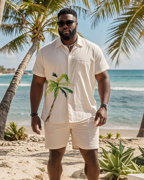 Big & Tall Hawaiian Graphic T-Shirt Shorts Set for big men view 1