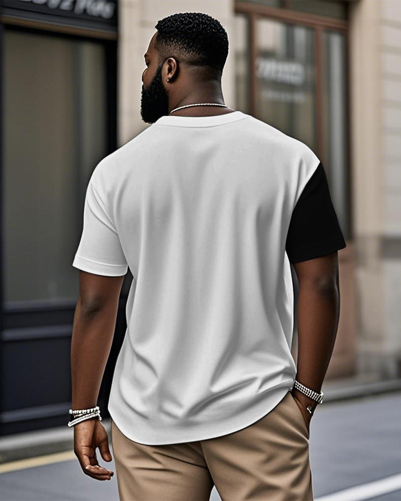 Big & Tall Black Gray Colorblock T-Shirt for big men view 2