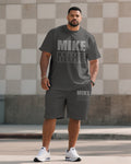 Big & Tall Gray Athletic T-Shirt Shorts Set for big men view 1