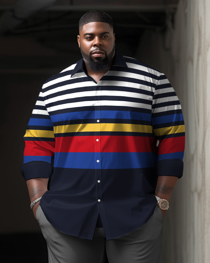 Big & Tall Striped Long Sleeve Shirt for big men