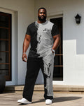 Big & Tall Black Splash Ink T-Shirt Pants Set for big men view 1