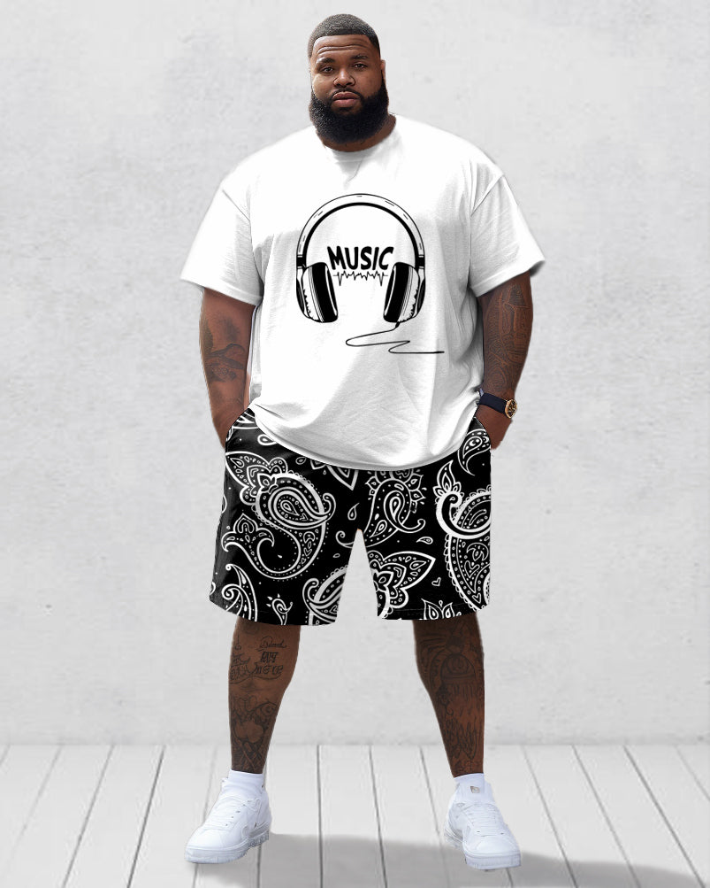 Big & Tall Floral T-Shirt Shorts Set for big men view 1