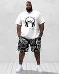 Big & Tall Floral T-Shirt Shorts Set for big men view 1