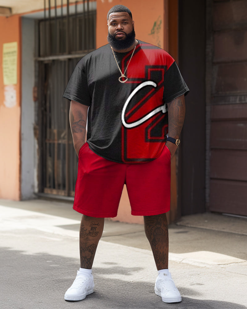 Big & Tall Graphic T-Shirt Shorts Set for big men view 1