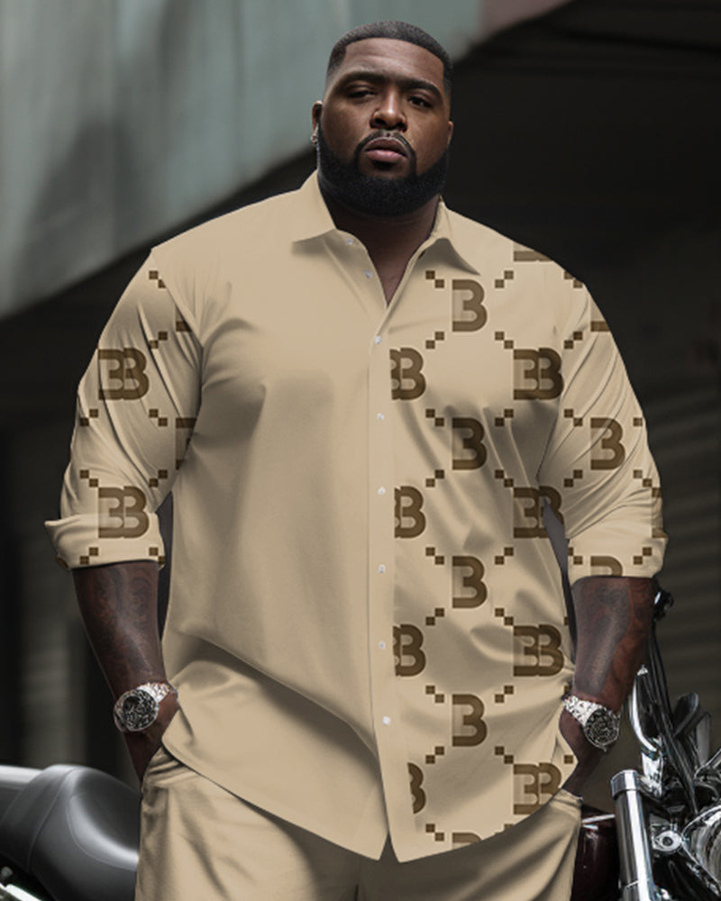 Big & Tall Graphic Business Casual T-Shirt Pants Set for big men view 2