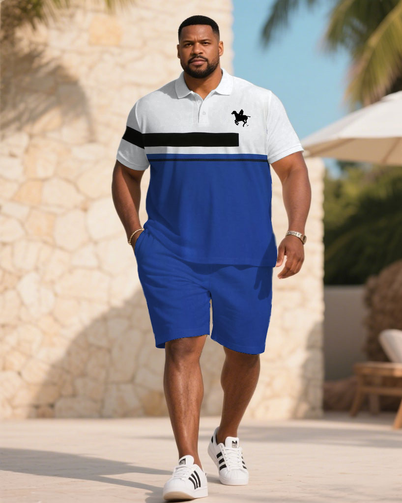 Big & Tall White Blue Colorblock Jeans for big men view 1