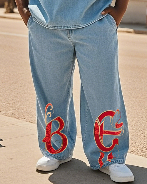 Big & Tall Denim Graphic Streetwear Jeans for big men view 1