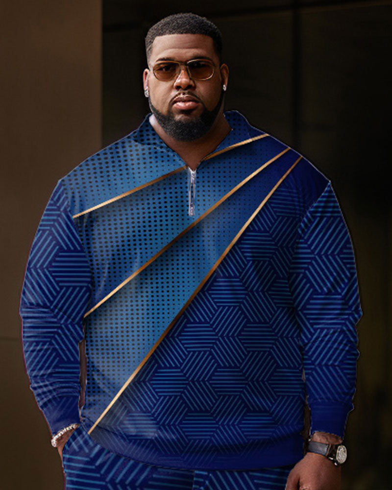 Big & Tall Geometric Polo Pants Set for big men view 2
