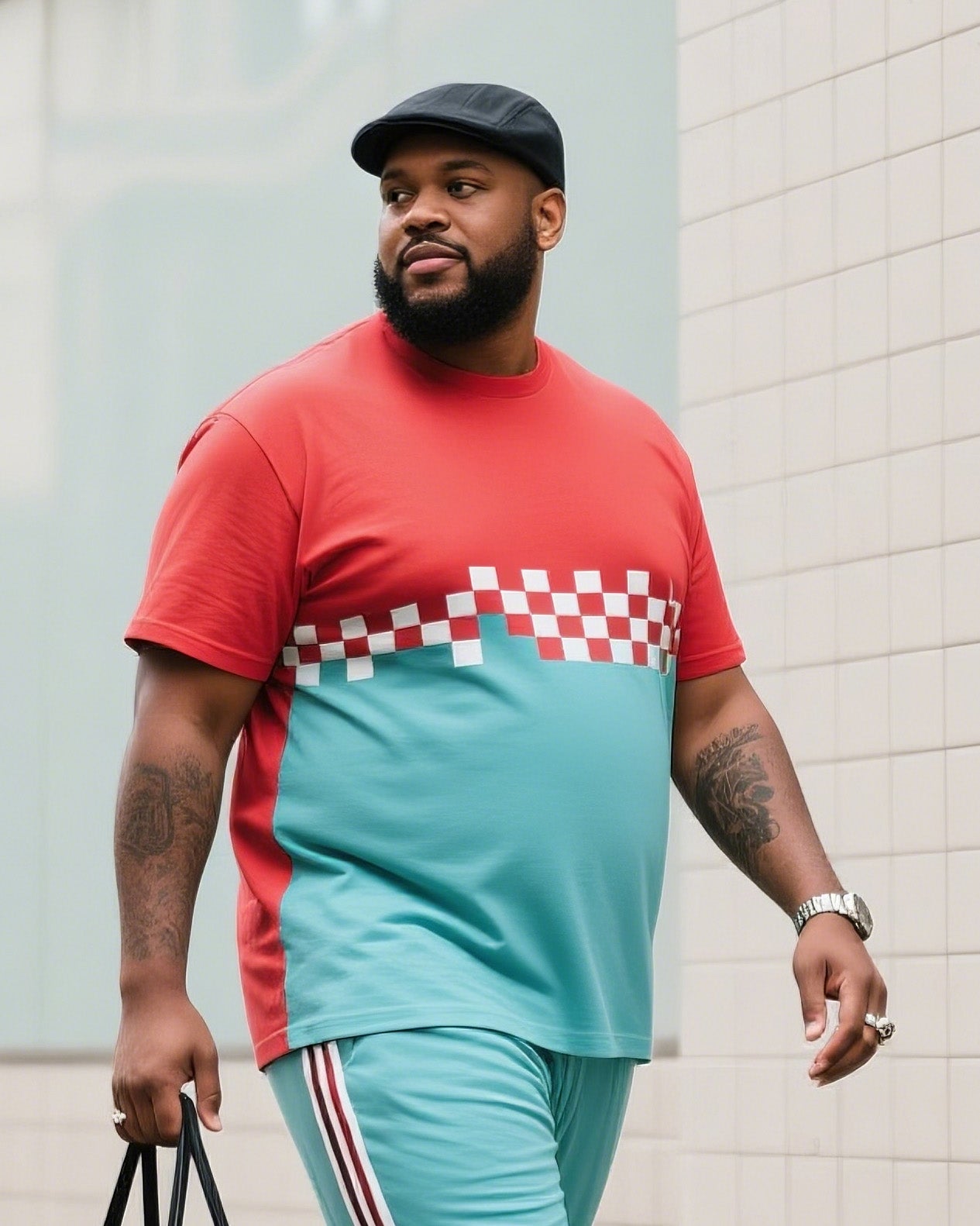 Big & Tall Gradient Streetwear Two-piece Set for big men view 2