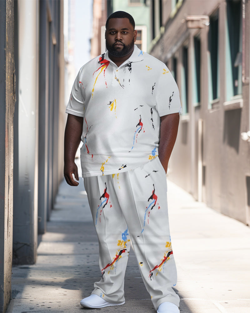 Big & Tall Graffiti Polo Pants Set for big men view 1
