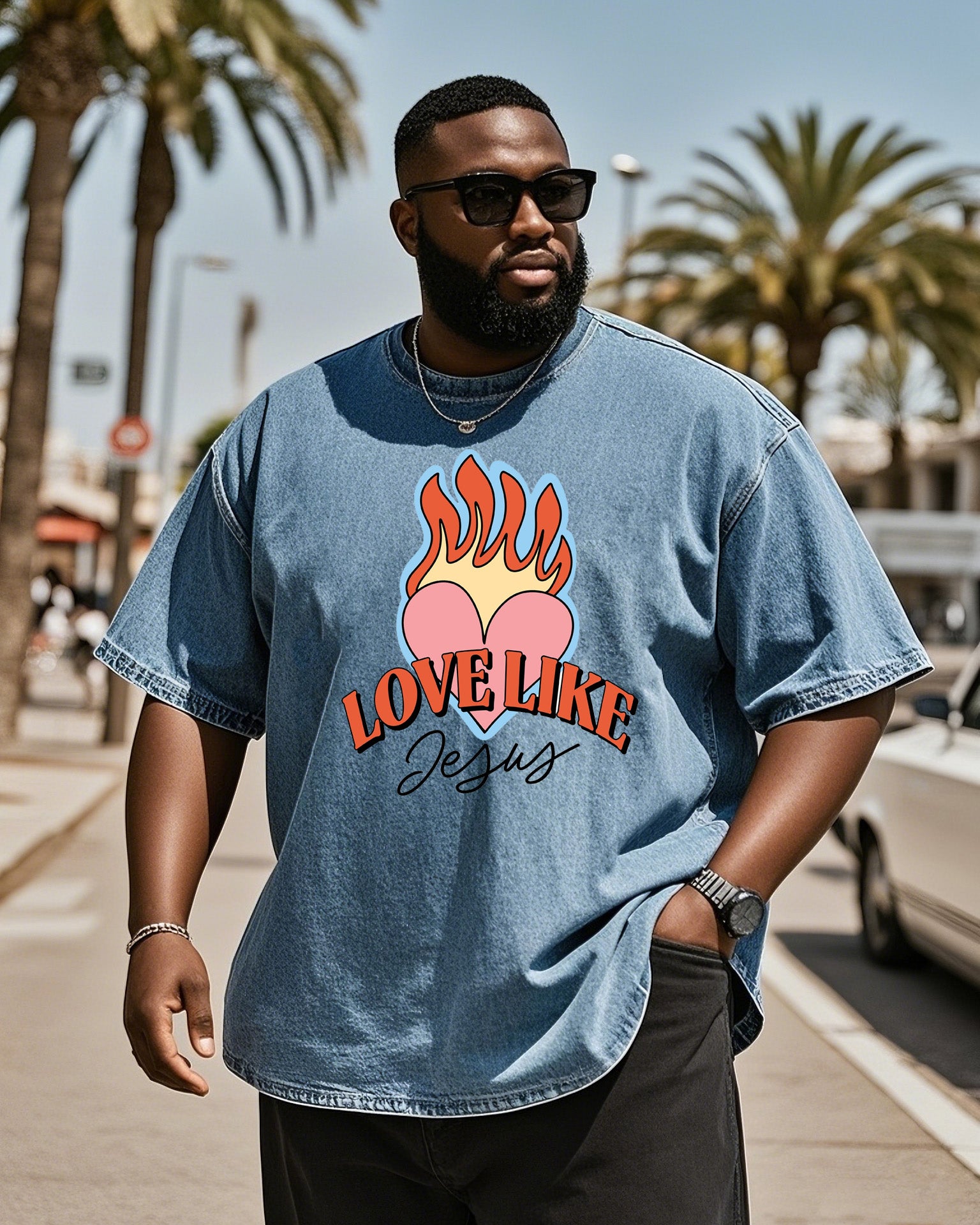 Big & Tall Denim T-Shirt for big men