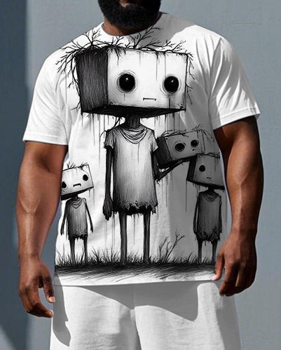 Big & Tall Graphic T-Shirt Shorts Set for big men view 2