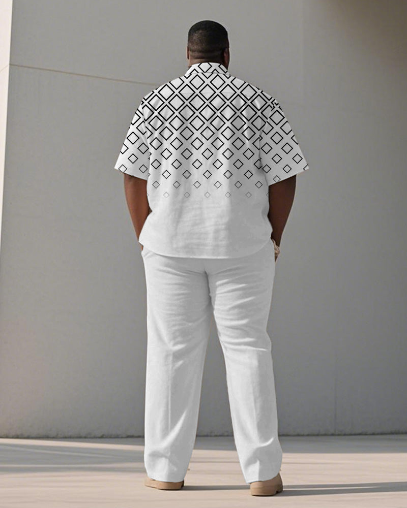 Big & Tall Gradient Graphic T-Shirt Pants Set for big men view 4