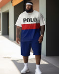Big & Tall Colorblock Graphic Two-piece Set for big men view 1