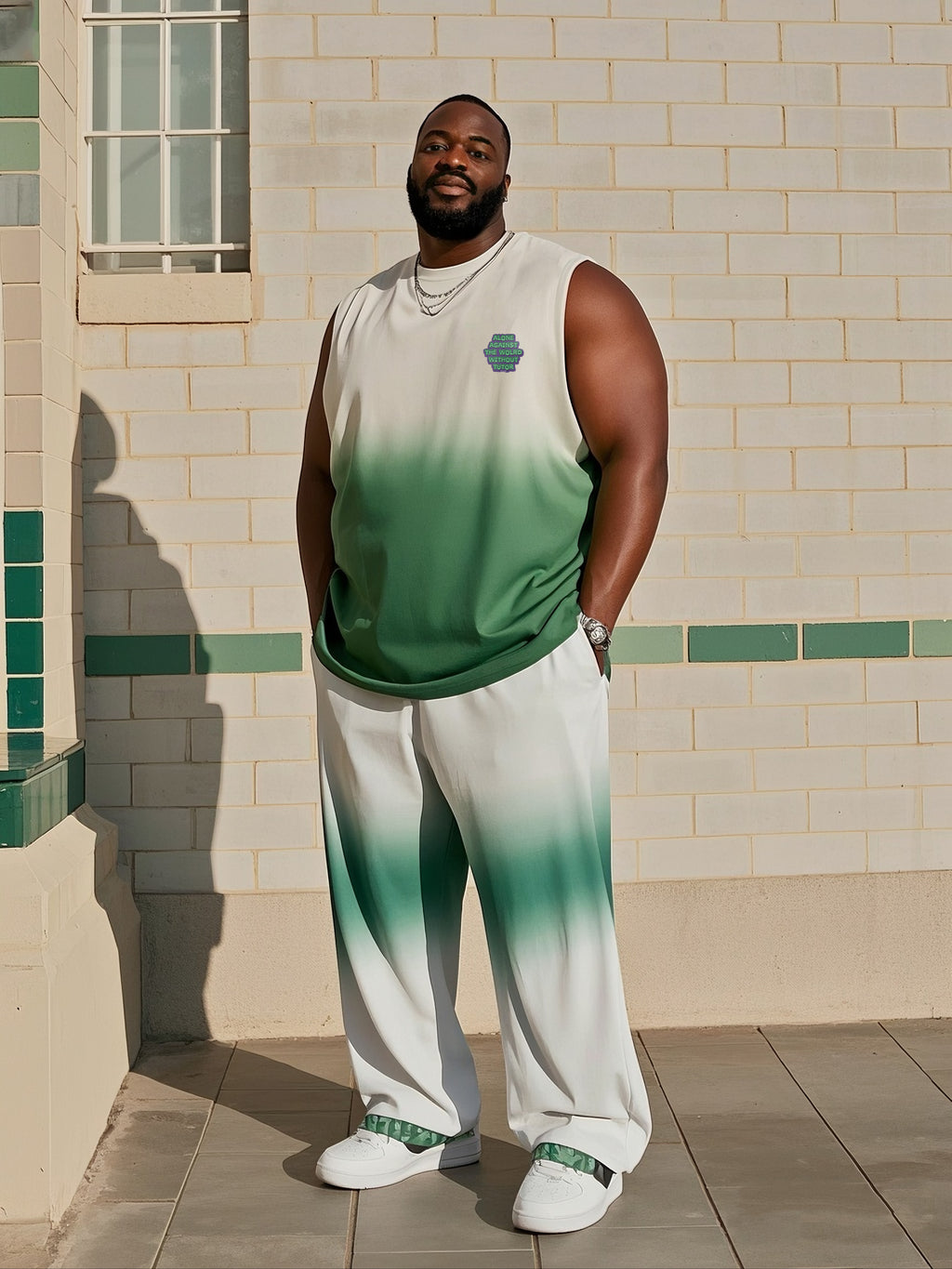 Big & Tall Gradient Vest Pants Set for big men view 3