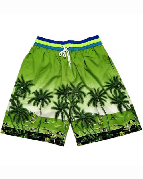Big & Tall Green Hawaiian Gradient Shorts for big men