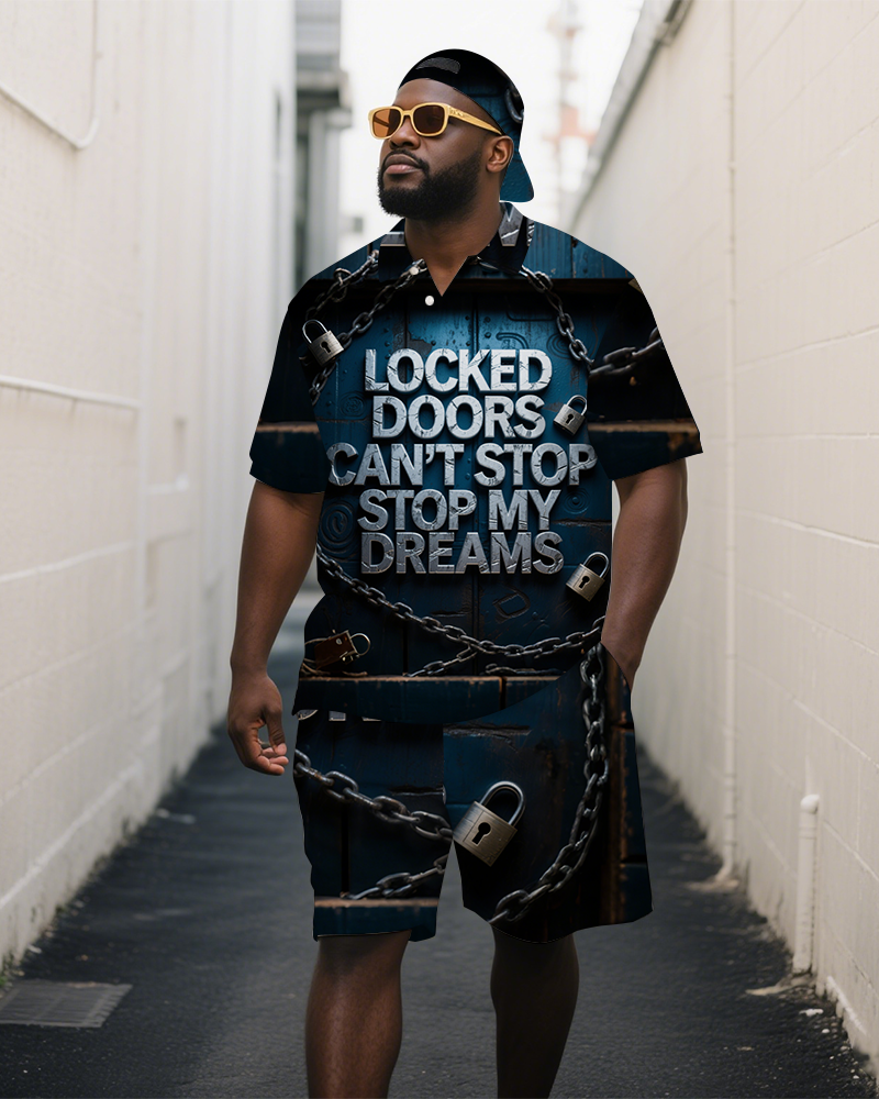 Big & Tall Graphic Polo Shorts Set for big men view 1