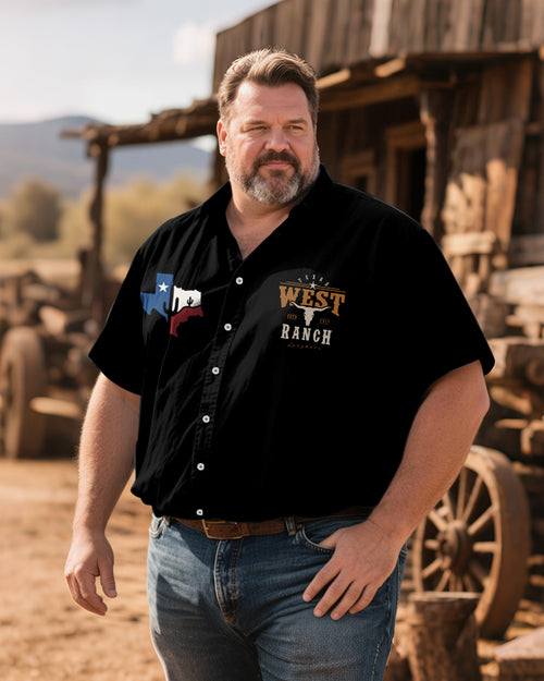 Big & Tall Western Denim Short Sleeve Shirt for big men view 1