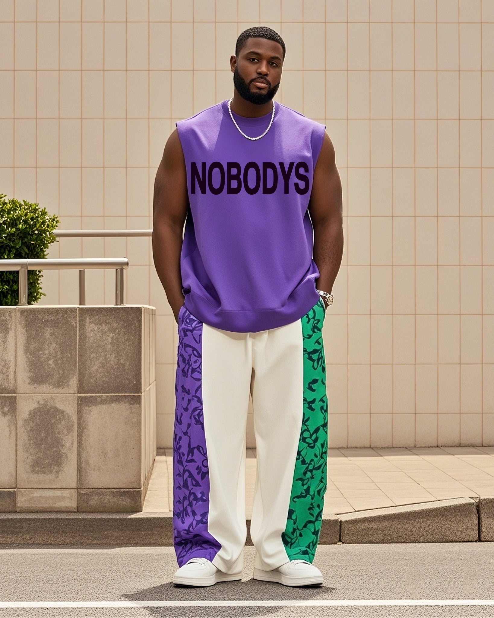 Big & Tall Streetwear Vest Pants Set for big men view 1
