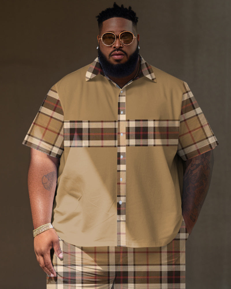 Big & Tall Plaid T-Shirt Shorts Set for big men view 2