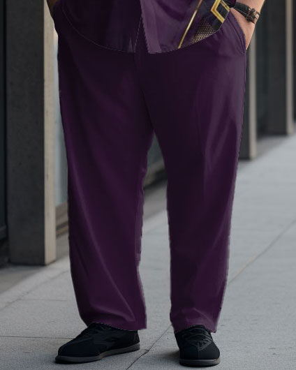 Big & Tall Purple Geometric Shirt Pants Set for big men view 3