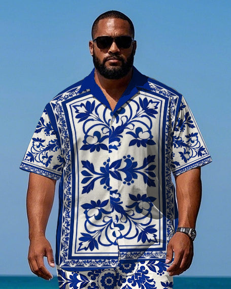 Big & Tall Floral T-Shirt Shorts Set for big men view 2