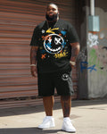 Big & Tall Graphic Graffiti T-Shirt Shorts Set for big men view 2