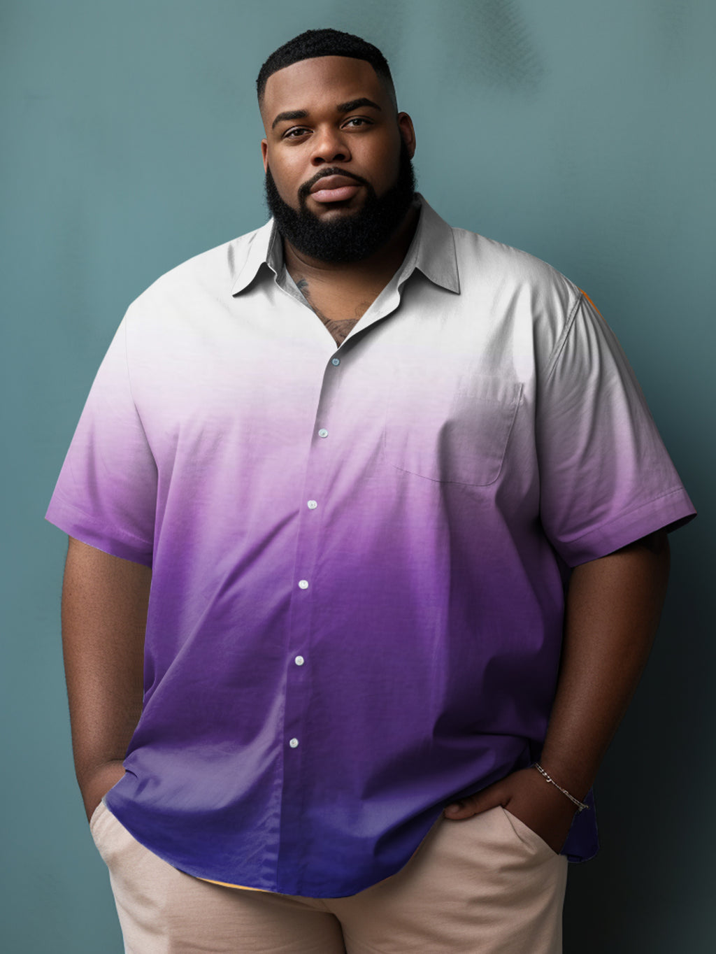 Big & Tall Gradient Short Sleeve Shirt for big men view 2