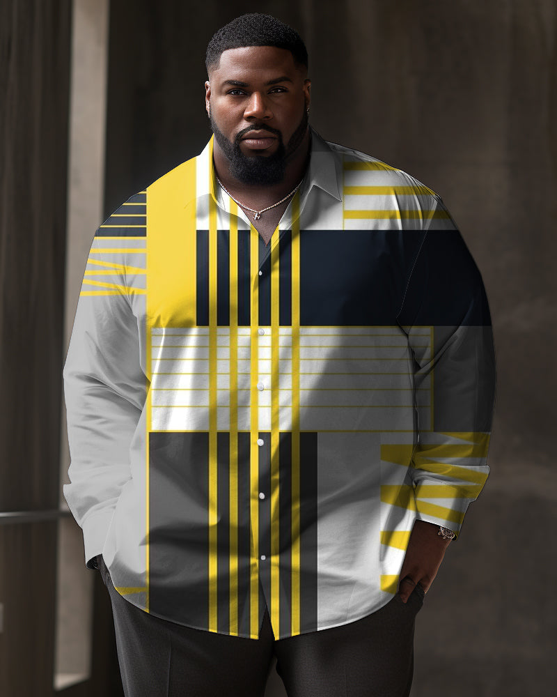 Big & Tall Colorblock Shirt Pants Set for big men