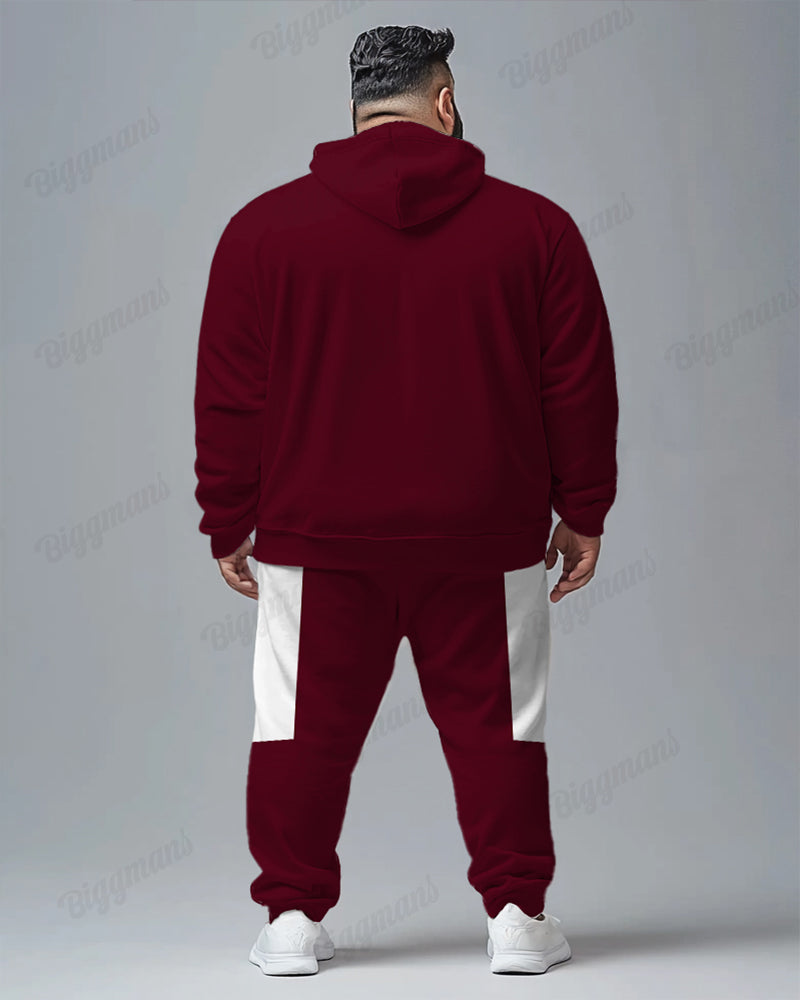 Big & Tall Colorblock Graphic Hoodie Sweatpants Set for big men view 2