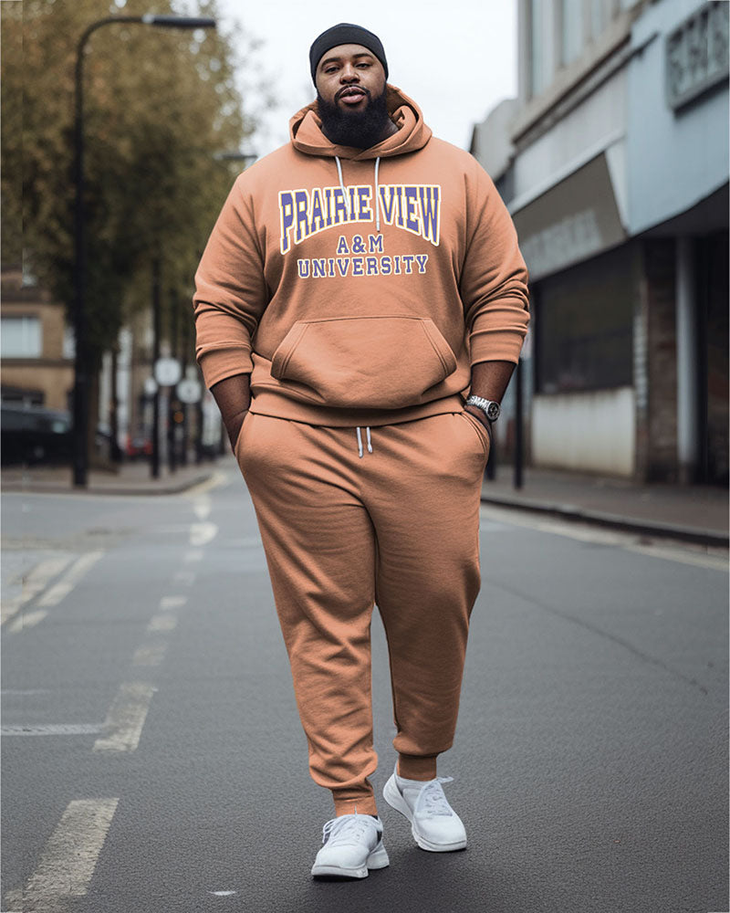 Big & Tall Patchwork Hoodie Sweatpants Set for big men view 4