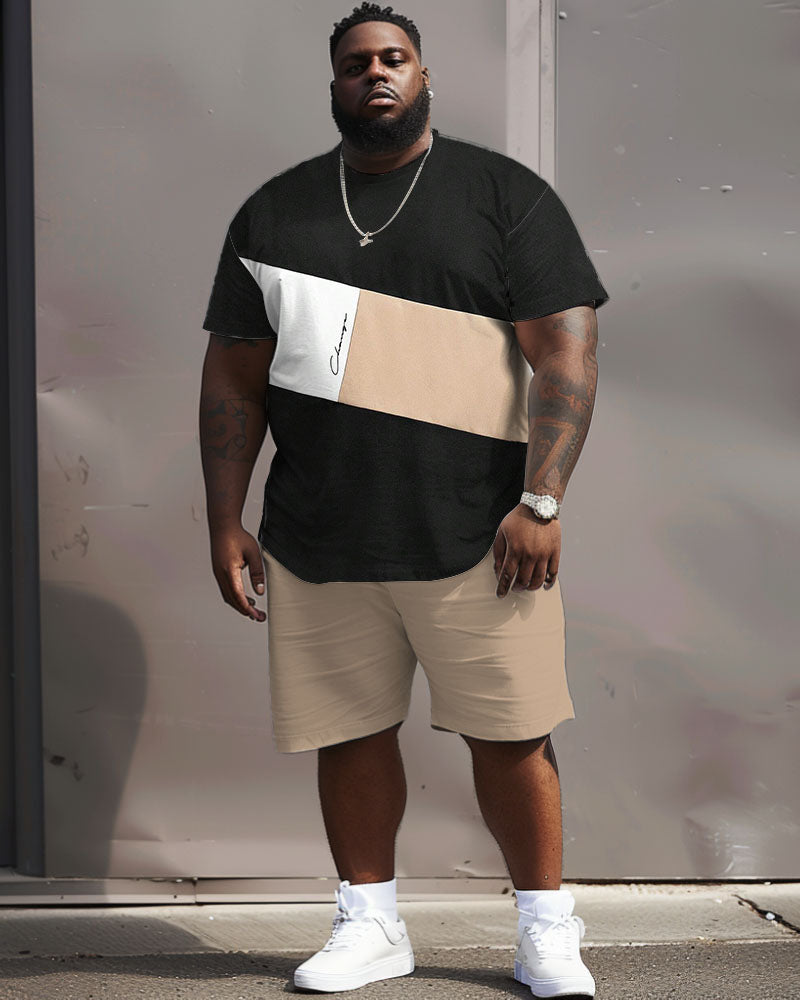 Big & Tall Colorblock T-Shirt Shorts Set for big men view 2