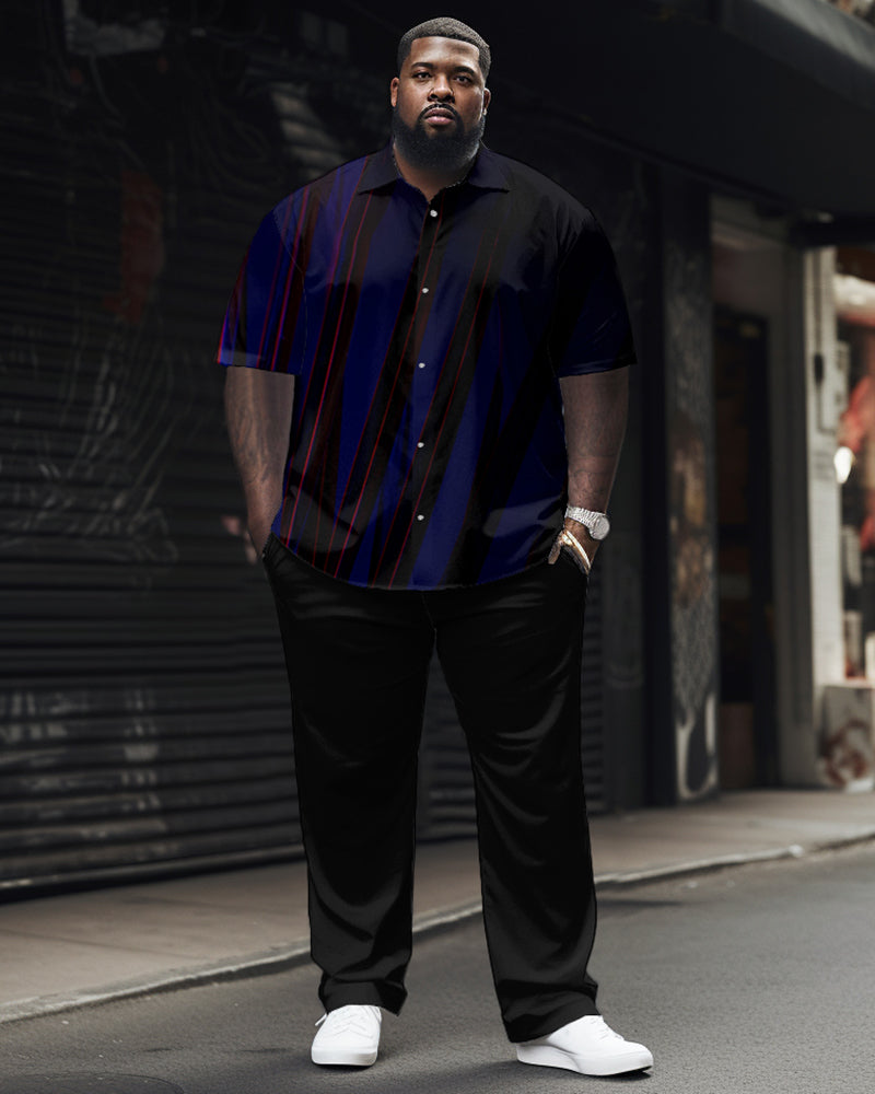 Big & Tall Gradient Striped Shirt Pants Set for big men view 1