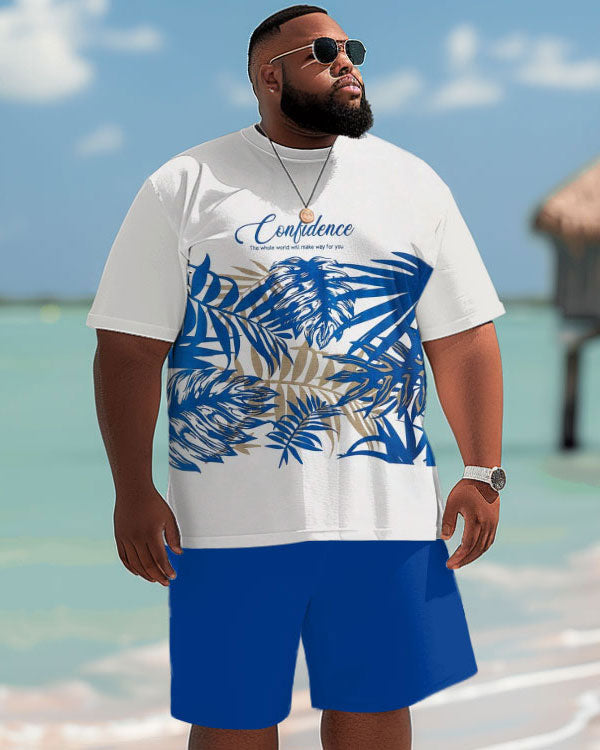 Big & Tall Hawaiian Tropical T-Shirt Shorts Set for big men view 1