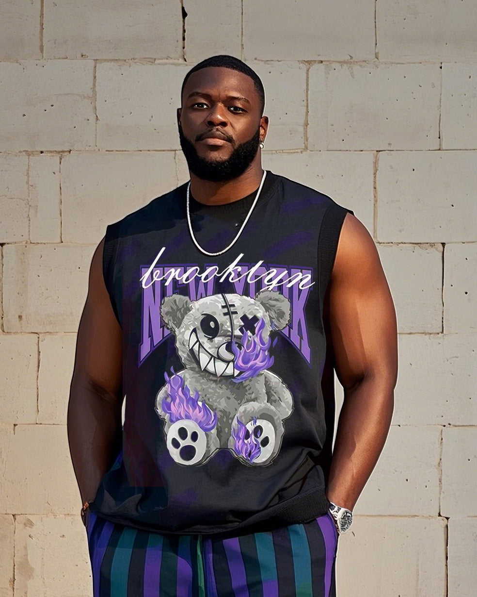 Big & Tall Striped Vest Pants Set for big men view 2