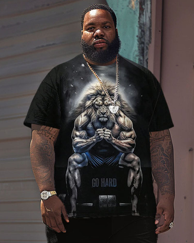 Big & Tall Graphic Streetwear T-Shirt Shorts Set for big men view 2